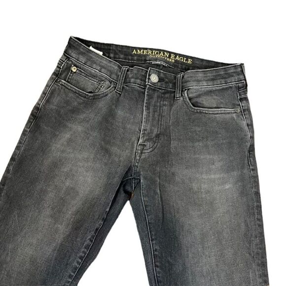 American Eagle Extreme Flex 4 Slim Straight Men's Black Stonewashed Jeans 30x32 - Picture 2 of 11